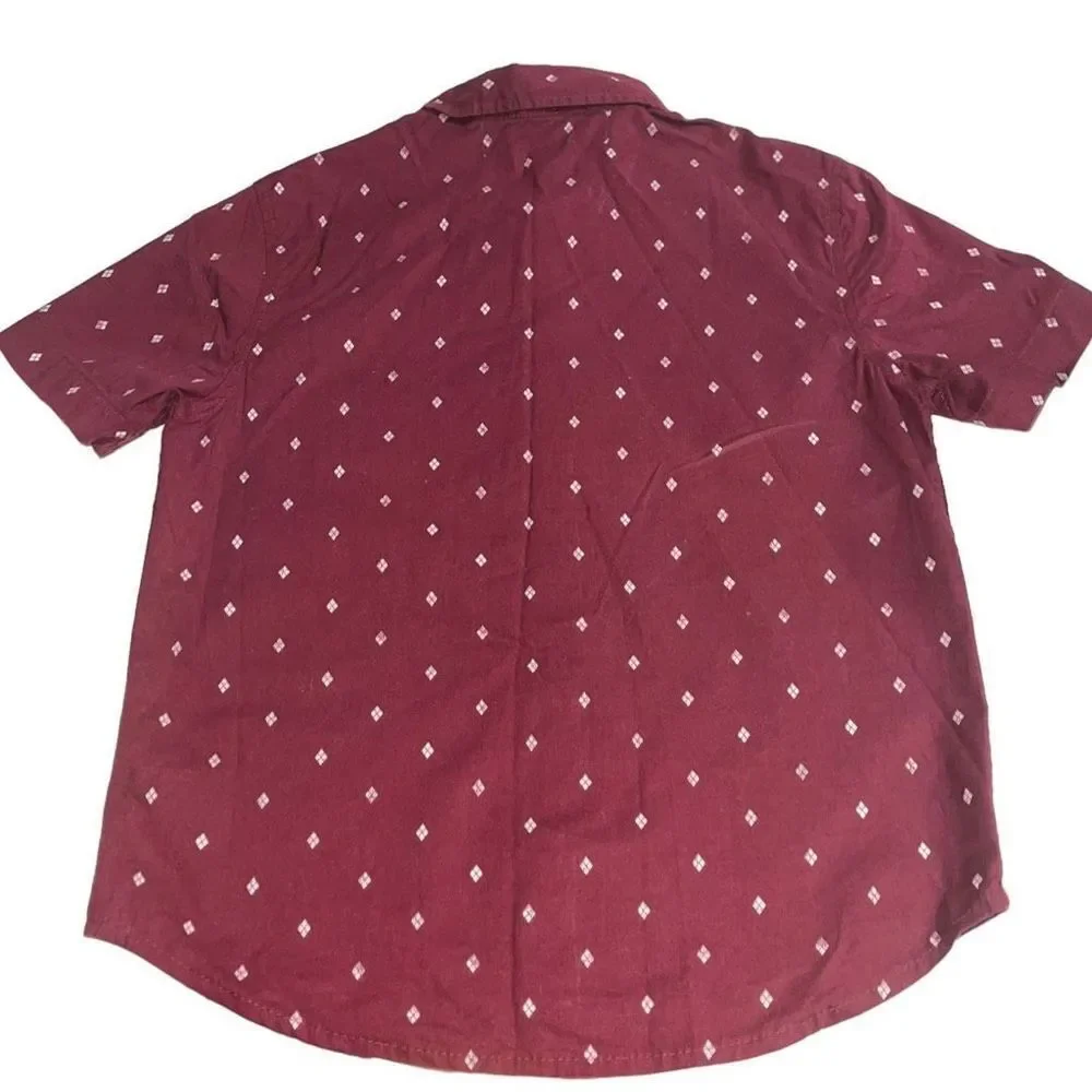 4/$25 Old Navy Flex Burgundy Diamond Button Down - Size‎ S (6-7)